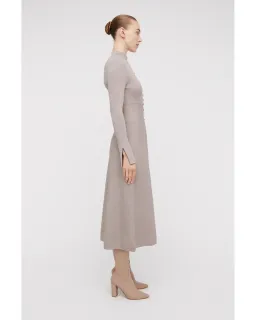 Scanlan Theodore Crepe Knit Button Dress Oyster Size AU 10 for rent on The Volte - image 2