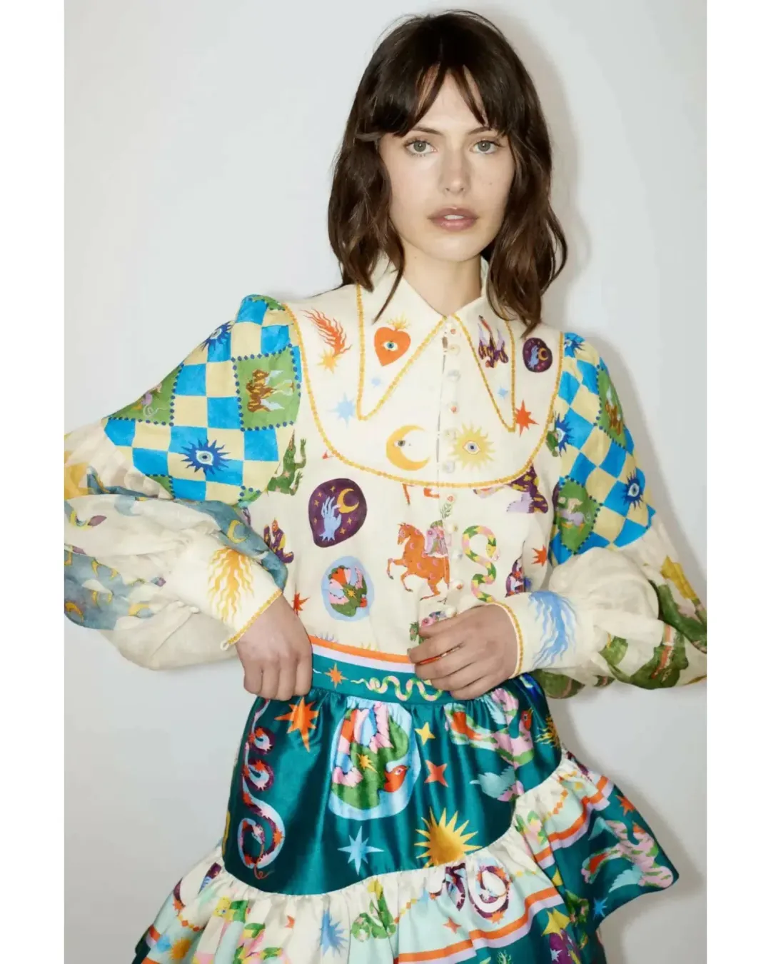 Alemais Lou Ballon Shirt and Guardian Tiered Ruffle Skirt Multi Size 14 for rent on The Volte - main image