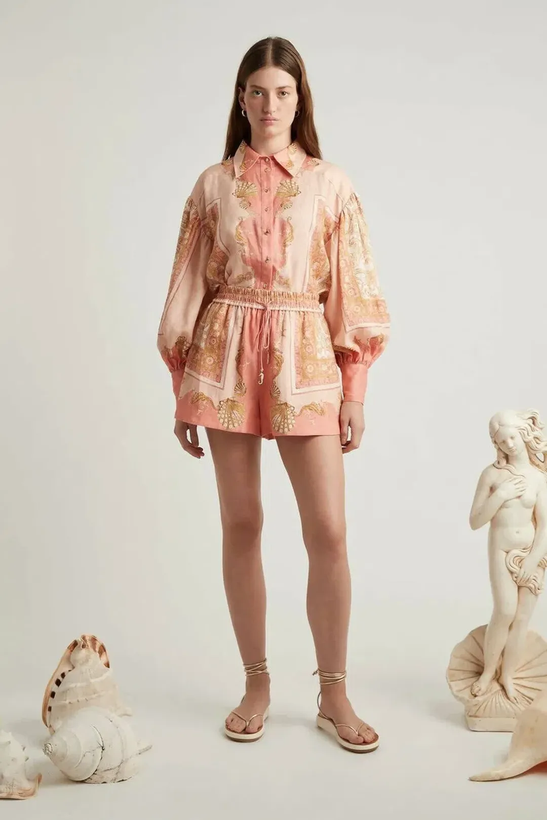 Alemais Ursula Shirt and Short Set Pink Size AU 14 for rent on The Volte - main image