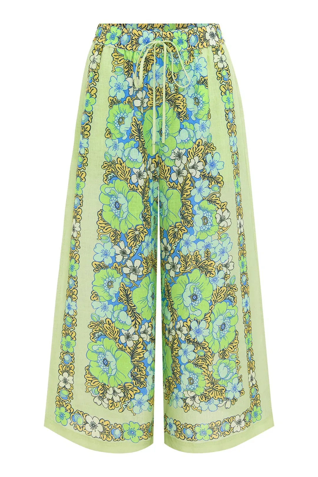 Alemais Velma Oversized Linen Shirt and Pants Set Green Floral Size AU 16 for rent on The Volte - main image