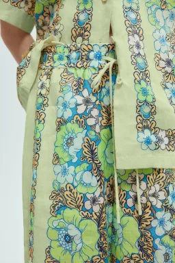 Alemais Velma Oversized Linen Shirt and Pants Set Green Floral Size AU 16 for rent on The Volte - image 3