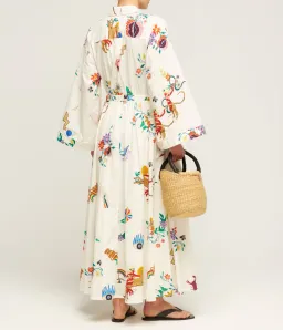 Alemais Meagan Cotton Poplin Kaftan Dress Cream Multi Size 12 for rent on The Volte - image 3