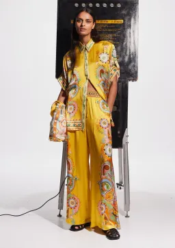 Alemais Pinball Silk Shirt and Pants Yellow Multi Size AU 16 for rent on The Volte - image 1