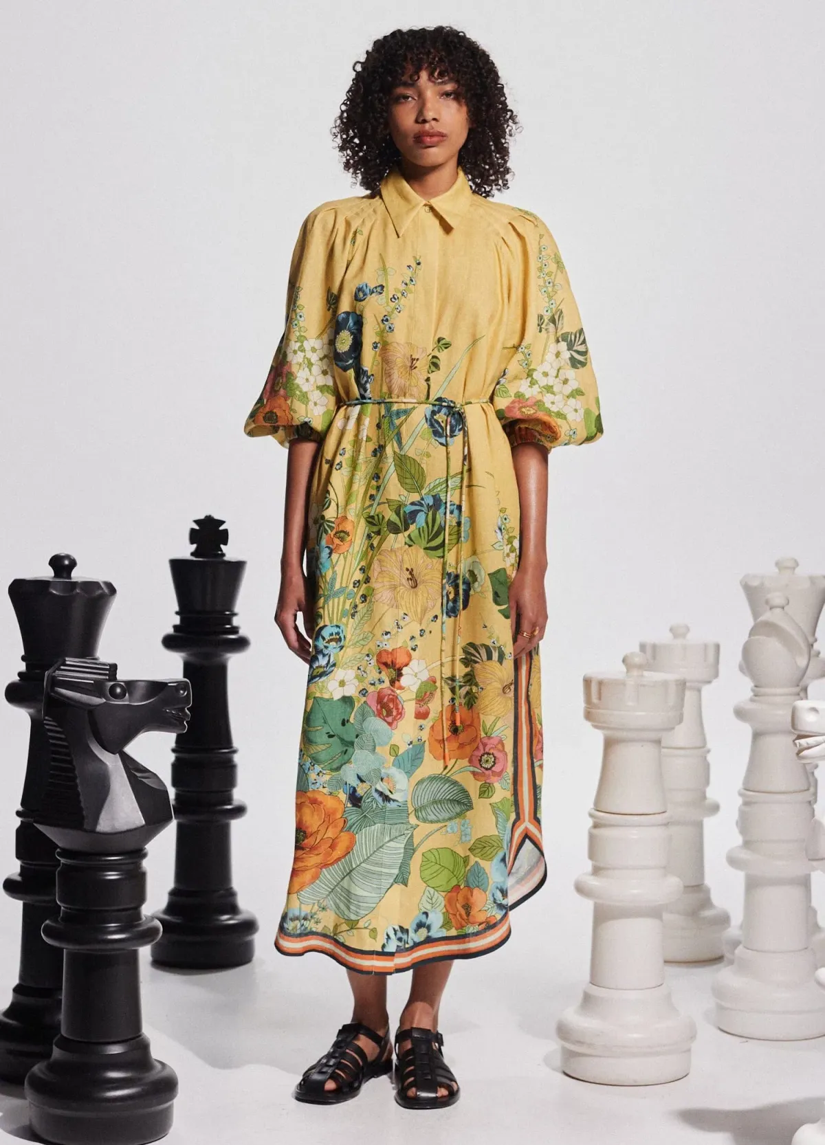 Alemais Cresida Shirtdress Yellow Floral Size AU 16 for rent on The Volte - main image