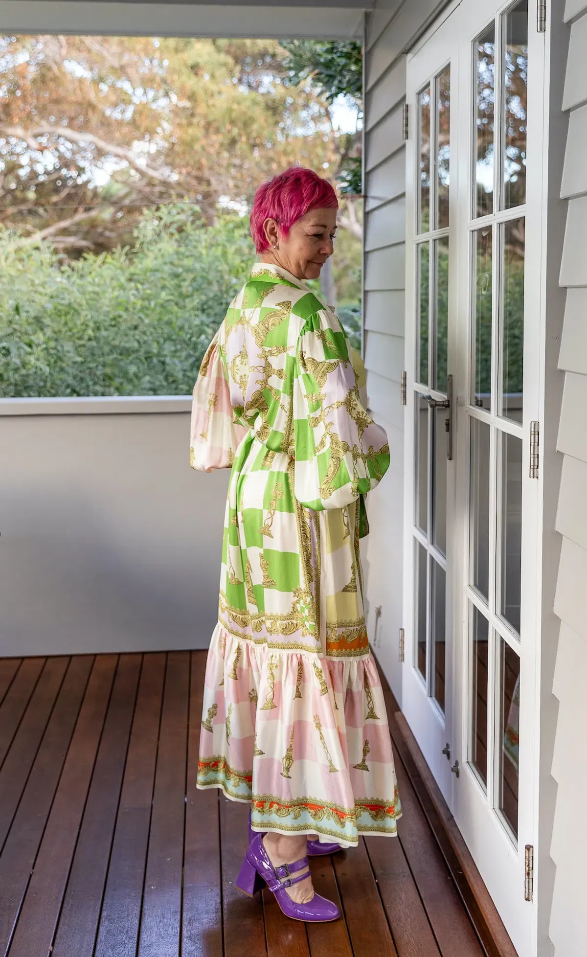 Alemais Checkmate Silk Midi Shirtdress Multi Size 16 - Image 5