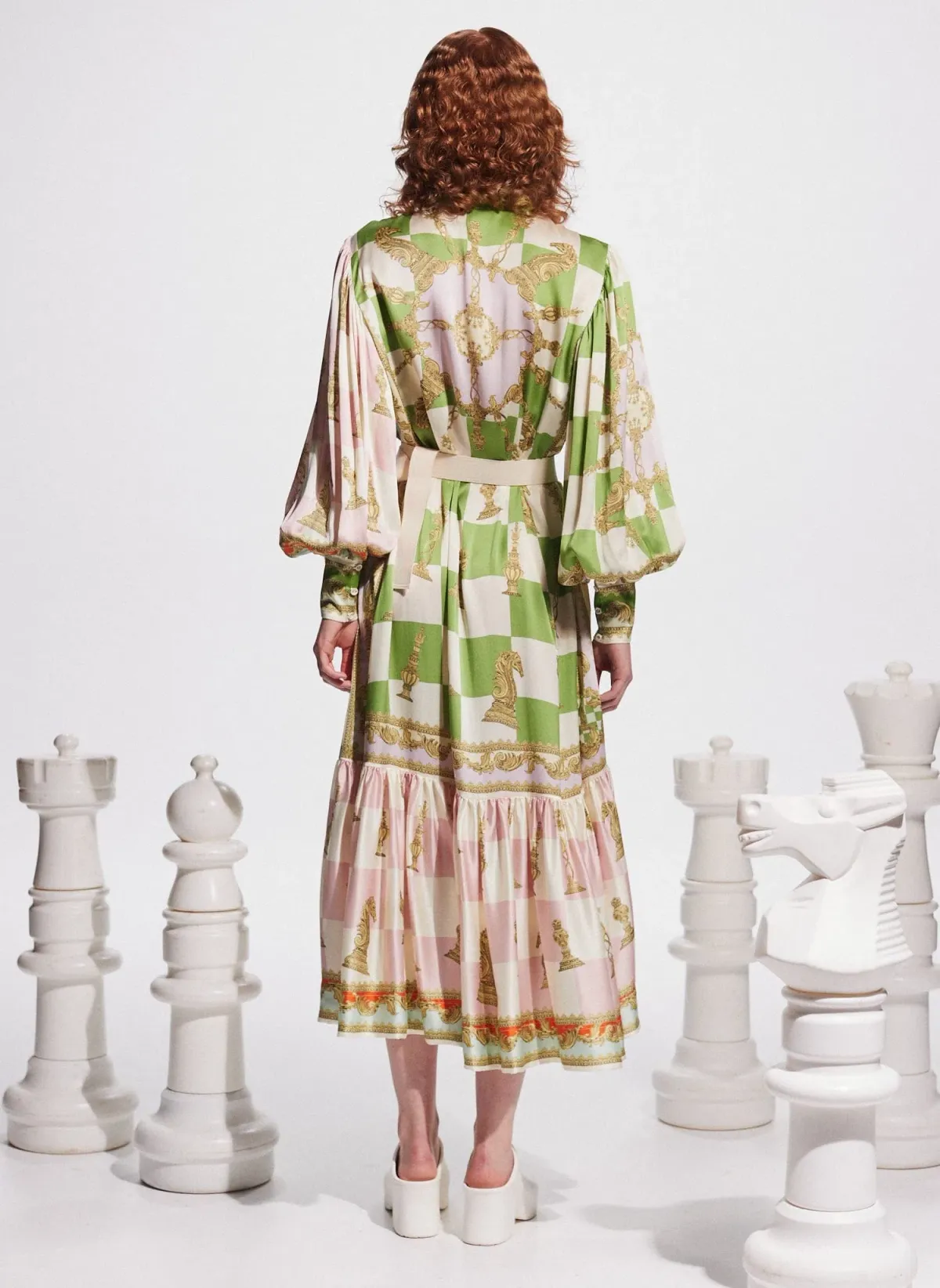 Alemais Checkmate Silk Midi Shirtdress Multi Size 16 - Image 3