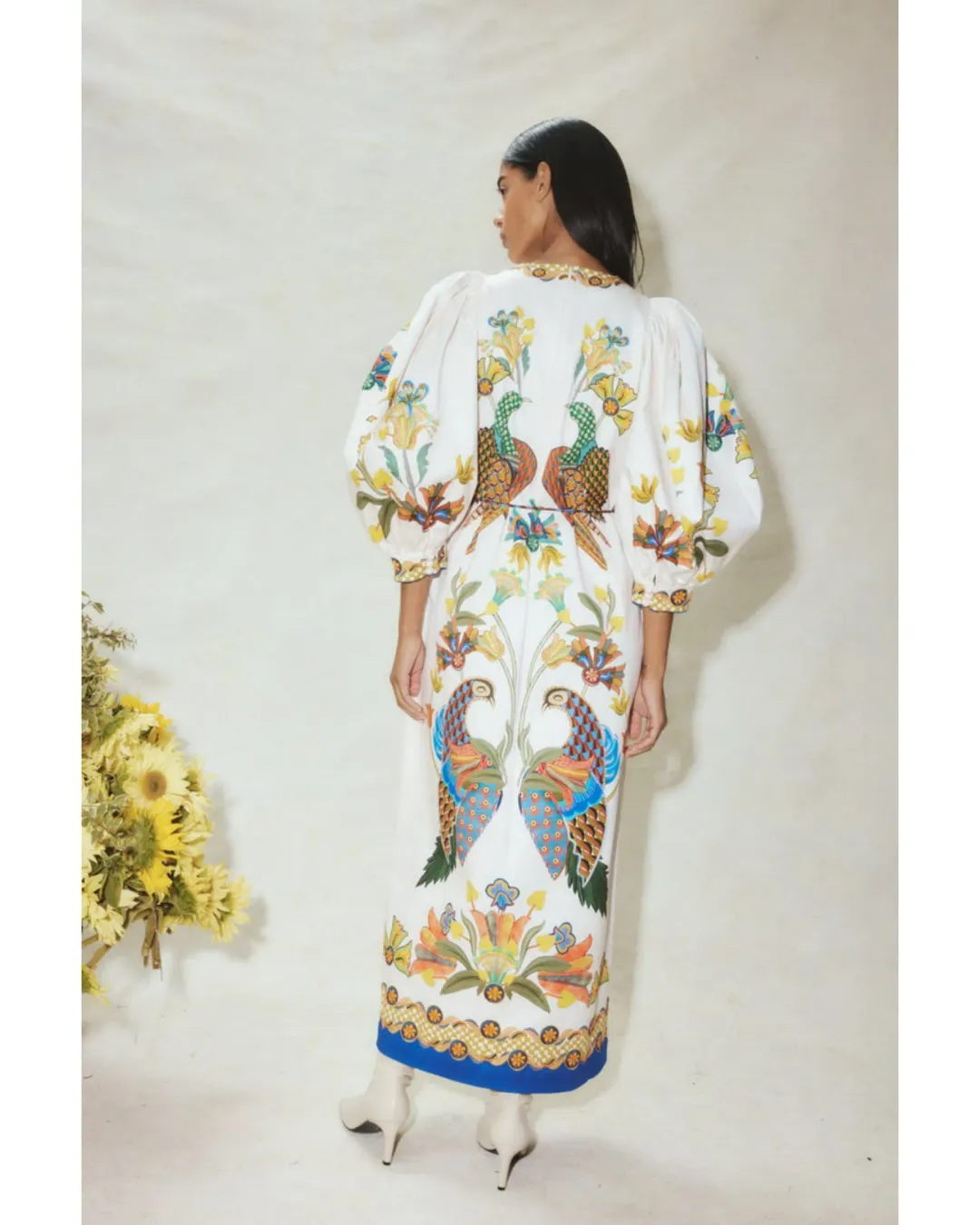 Alemais Effie Puff Sleeve Midi Dress Multi Size AU 12 for rent on The Volte - main image