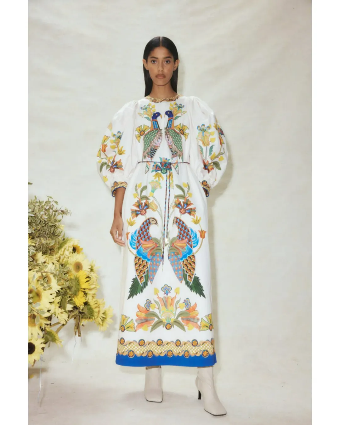 Alemais Effie Puff Sleeve Midi Dress Multi Size AU 12 for rent on The Volte - main image