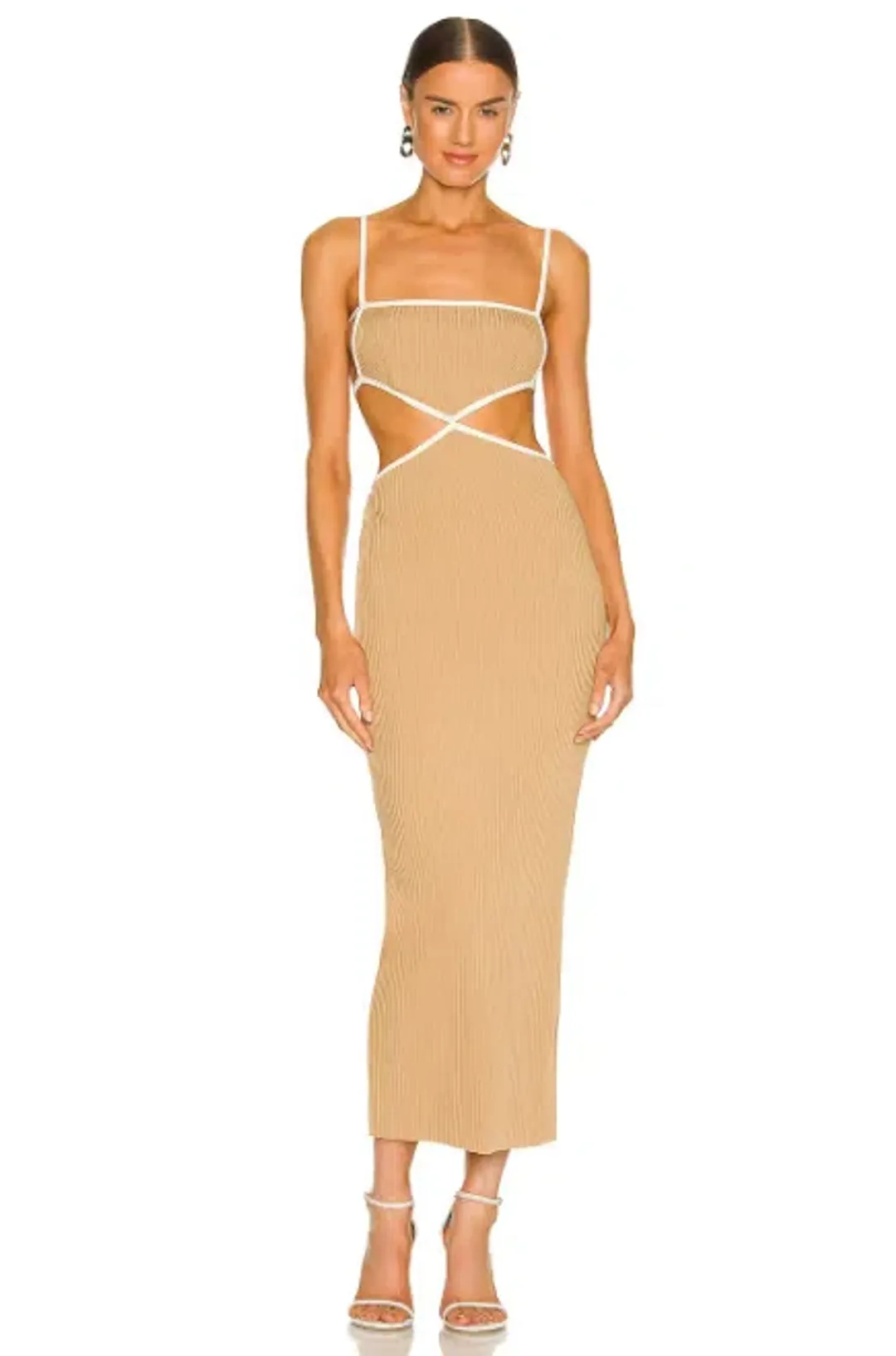 Bec & Bridge Coyote Midi Dress in Camel Size 6 for rent on The Volte - main image