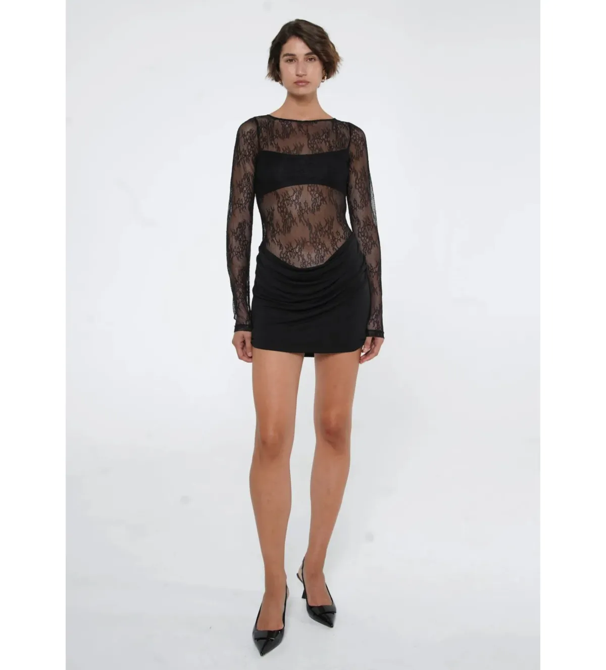 Benni Yana Lace Mini Dress Black Size 6 - Image 1