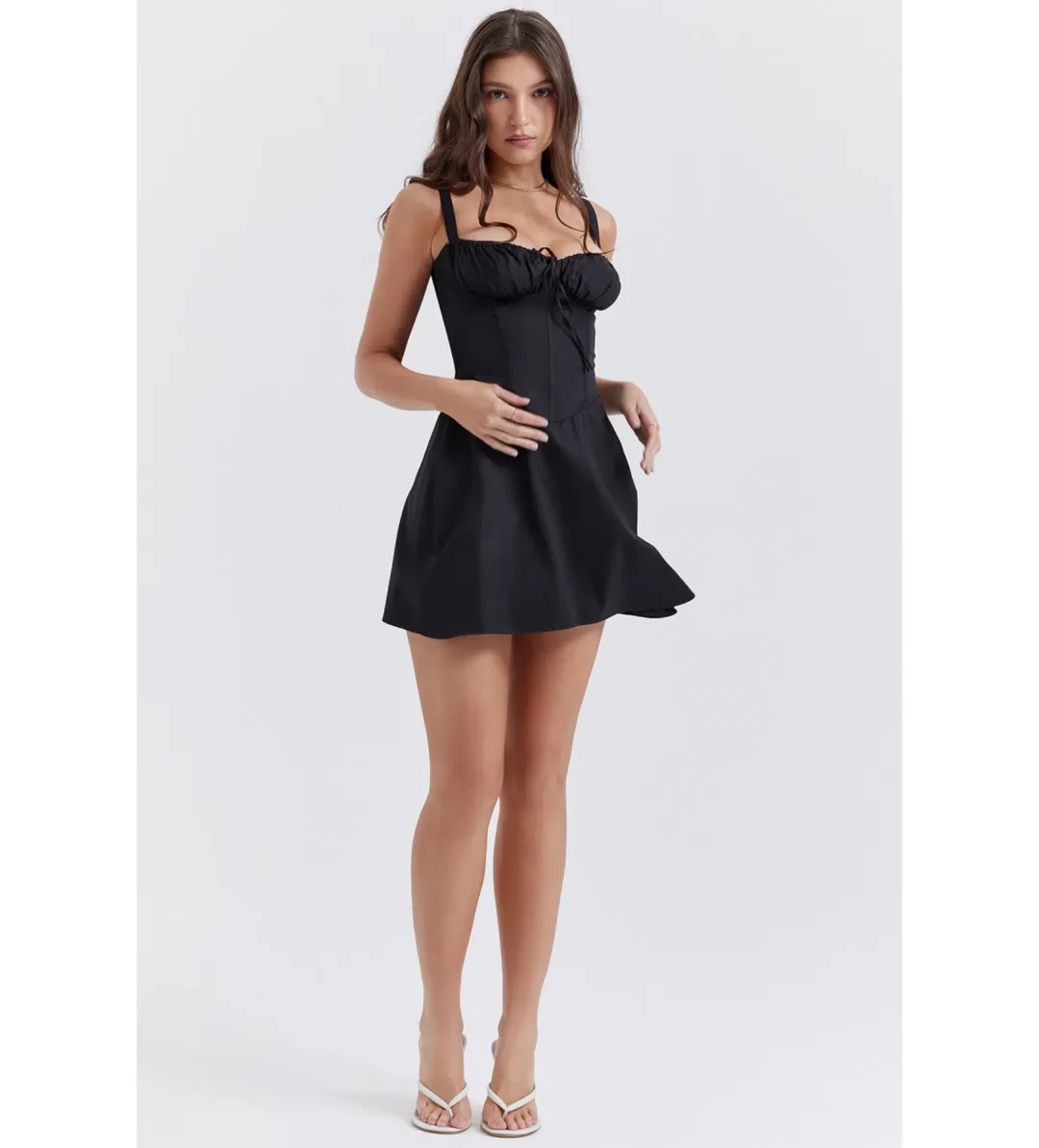 House of CB Carlotta Black Corset Mini Dress Black Size 6 for rent on The Volte - main image