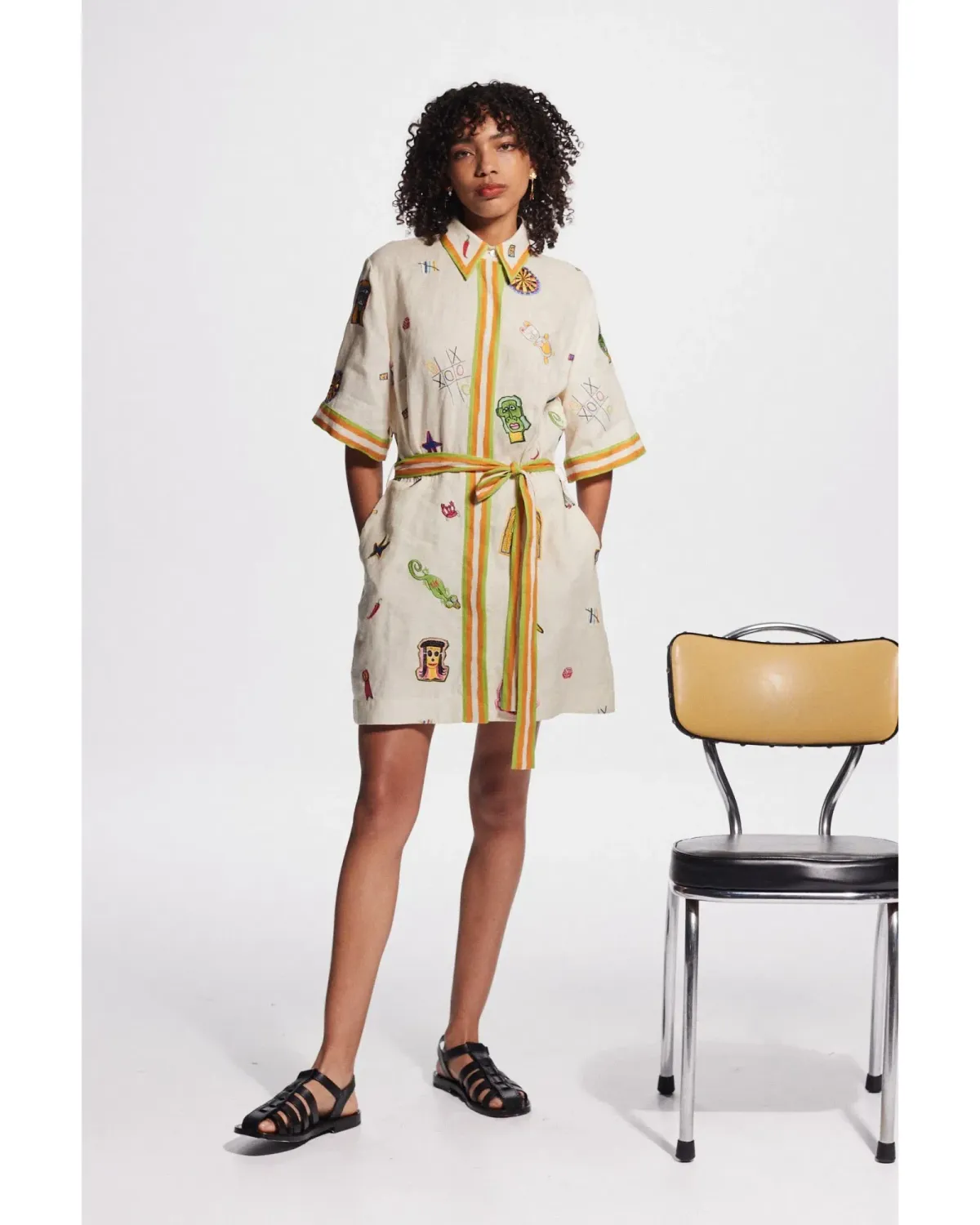 Alemais Checkers Embroidered Mini Dress Print Size AU 14 for rent on The Volte - main image