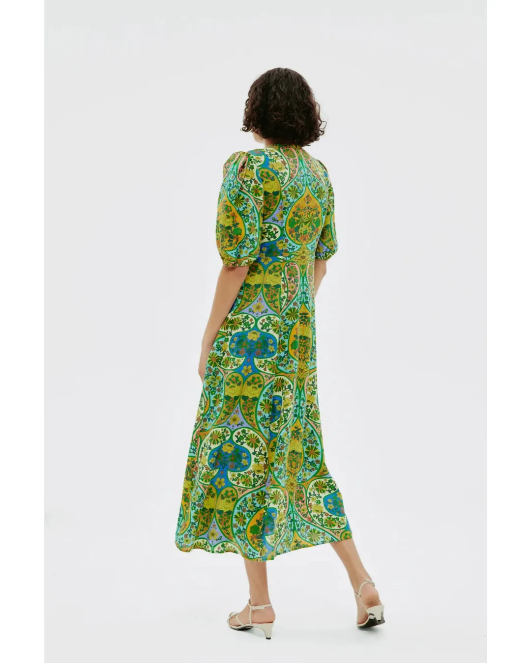 Alemais Sofie Puff Sleeve Midi Dress Multi Size AU 16 for rent on The Volte - main image