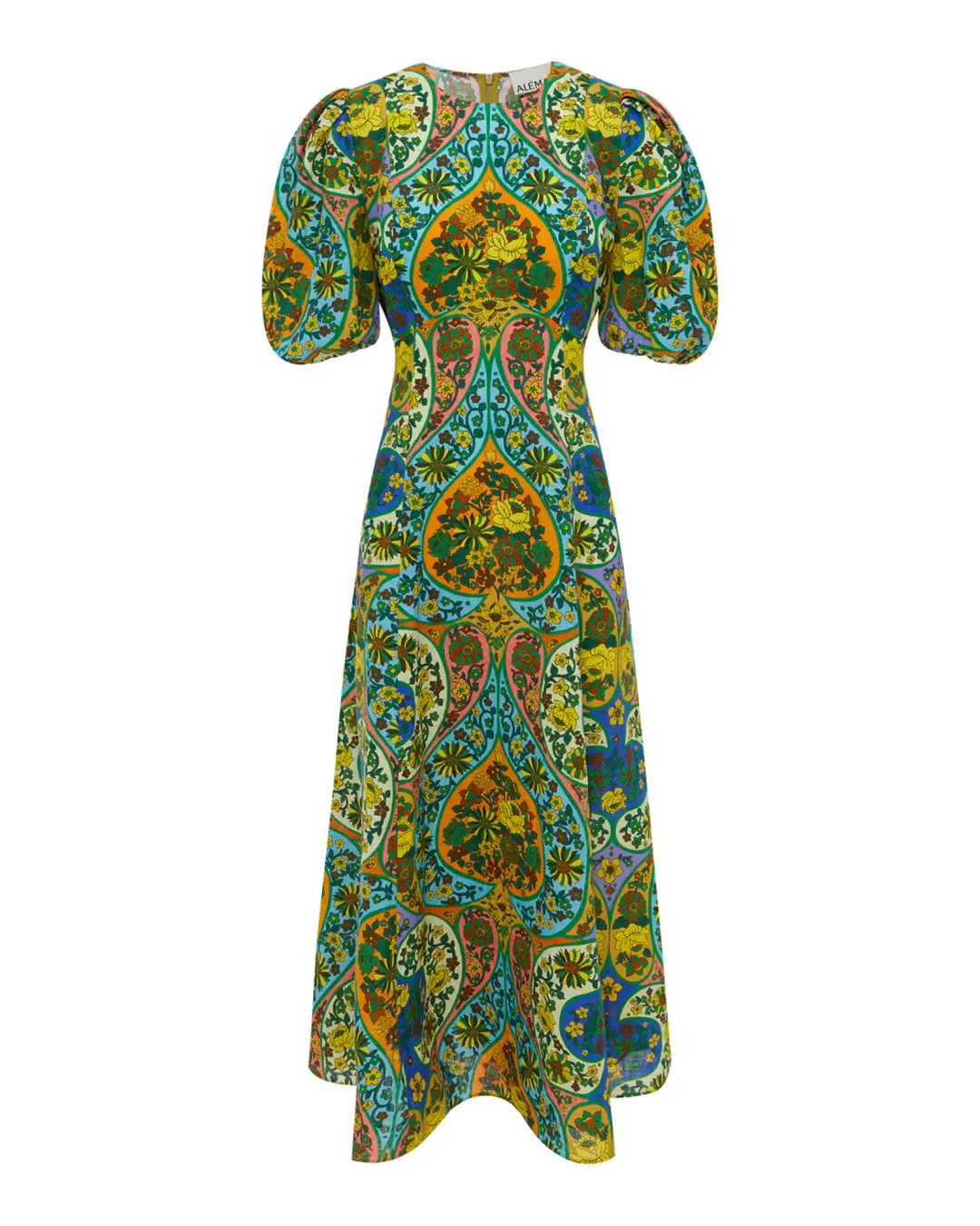 Alemais Sofie Puff Sleeve Midi Dress Multi Size AU 16 for rent on The Volte - main image