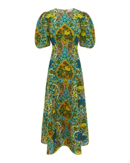 Alemais Sofie Puff Sleeve Midi Dress Multi Size AU 16 for rent on The Volte - image 4