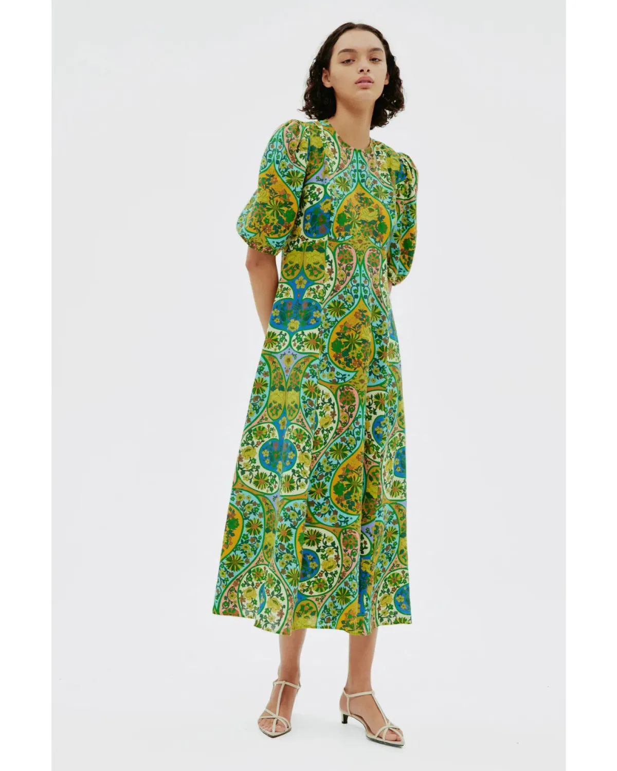 Alemais Sofie Puff Sleeve Midi Dress Multi Size AU 16 - Image 1