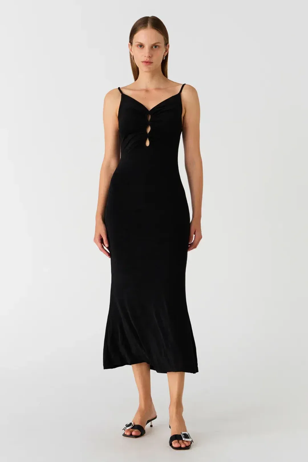 Misha Cambria Slinky Jersey Dress Black Size 10 for rent on The Volte - main image