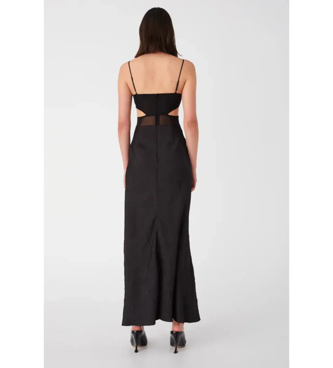 Misha Rebecca Satin Maxi Dress Black Size 10 for rent on The Volte - main image