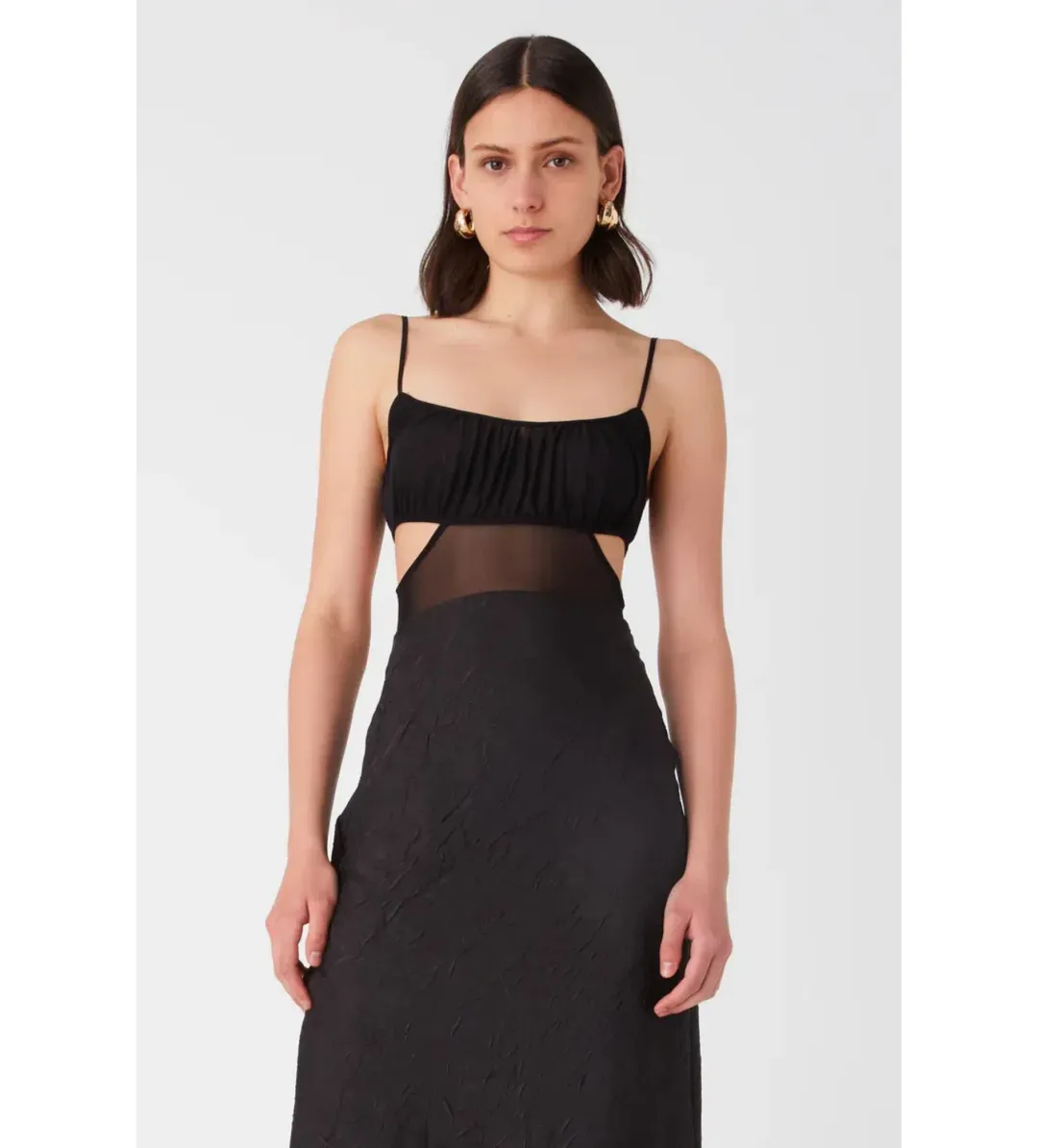 Misha Rebecca Satin Maxi Dress Black Size 10 for rent on The Volte - main image