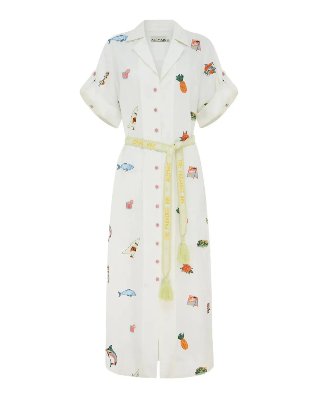 Alemais Blue Marlin Embroidered Shirtdress Print Size AU 16 for rent on The Volte - main image