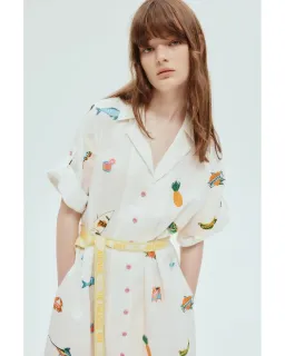 Alemais Blue Marlin Embroidered Shirtdress Print Size AU 16 for rent on The Volte - image 3