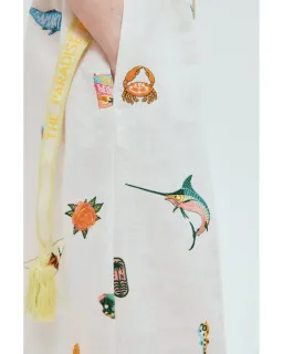 Alemais Blue Marlin Embroidered Shirtdress Print Size AU 16 for rent on The Volte - image 2