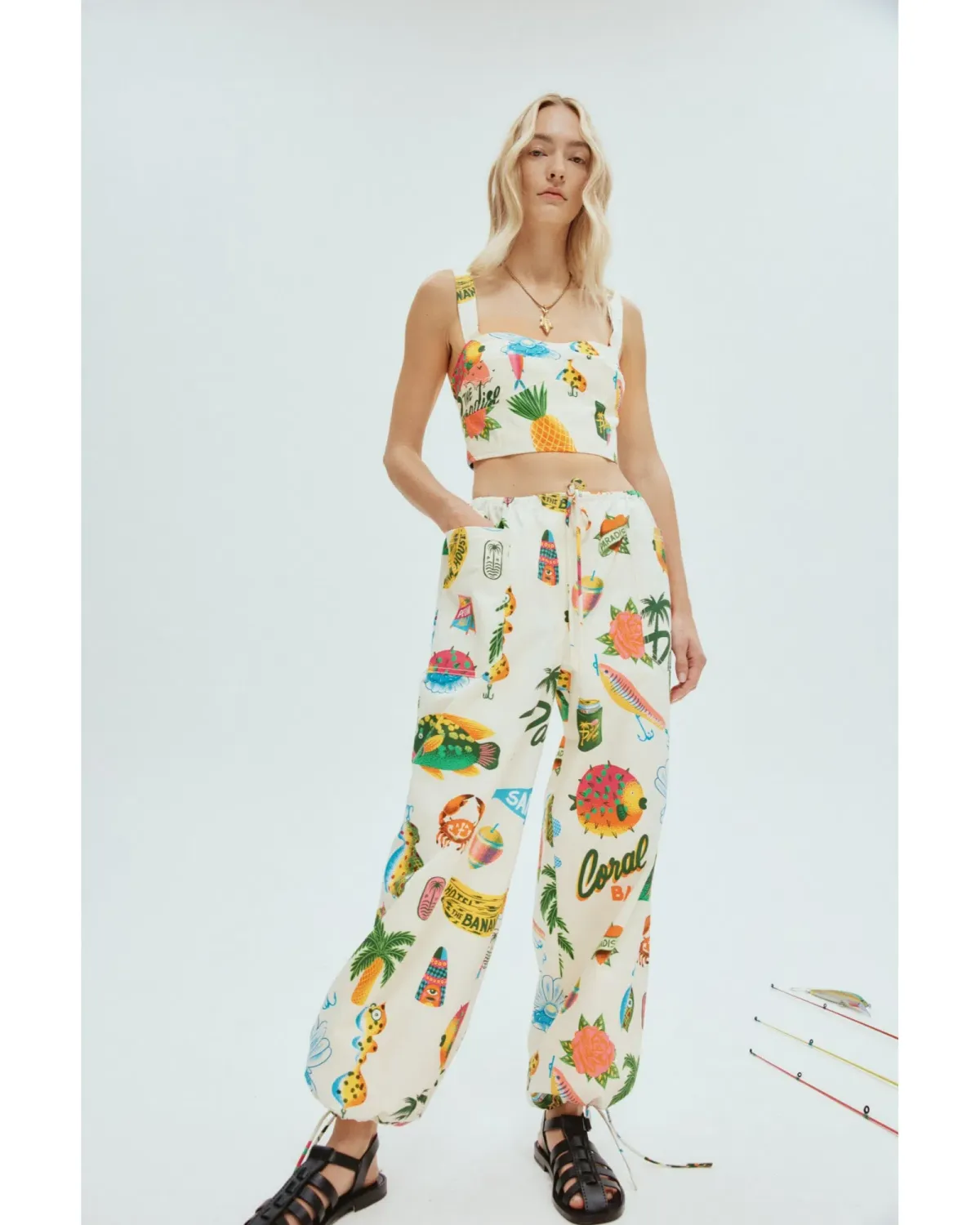 Alemais Samaki Crop Top and Pants Print Size AU 14 for rent on The Volte - main image