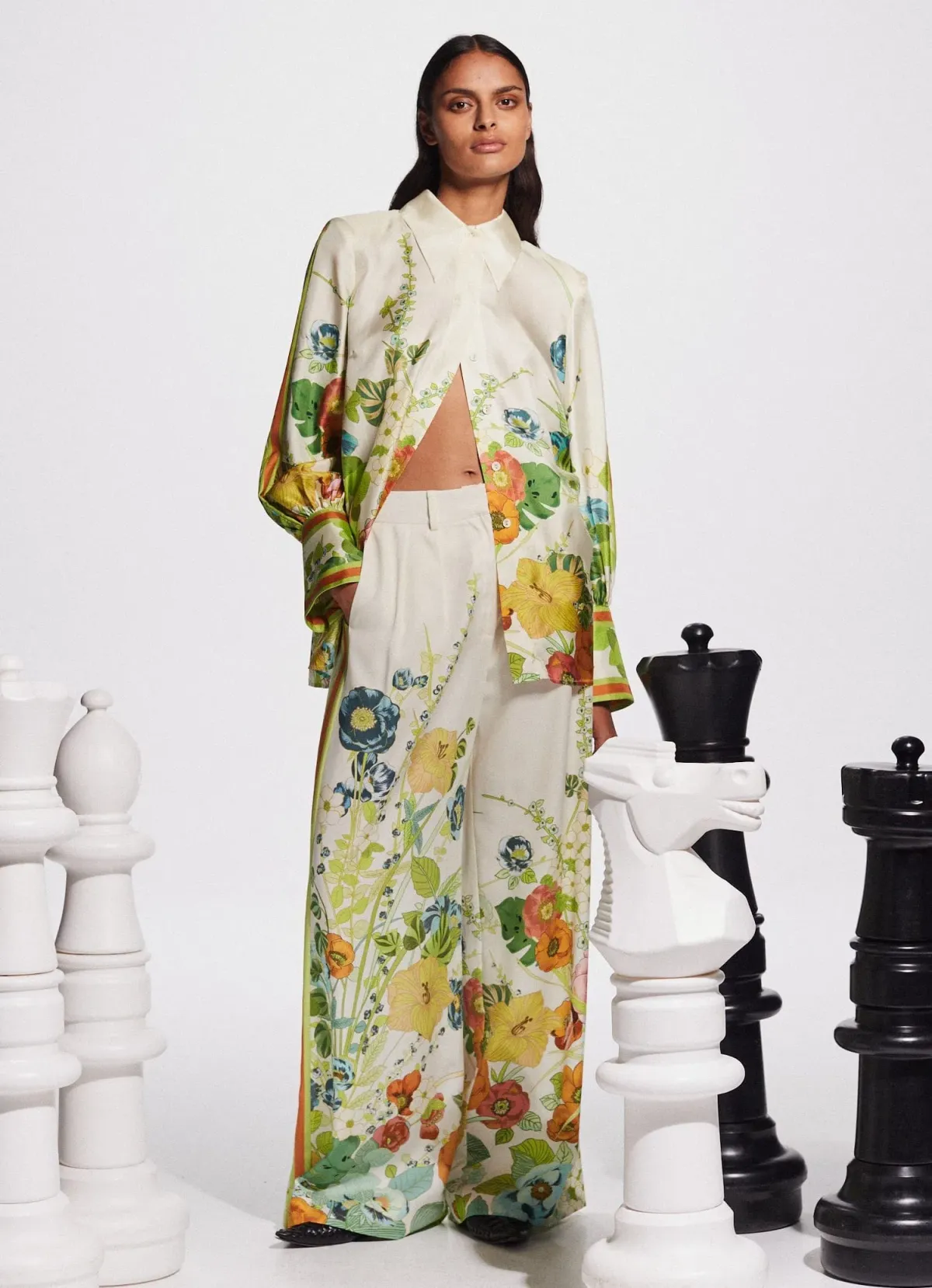 Alemais Constance Shirt and Pants Set Cream Floral Size 16 - Image 1