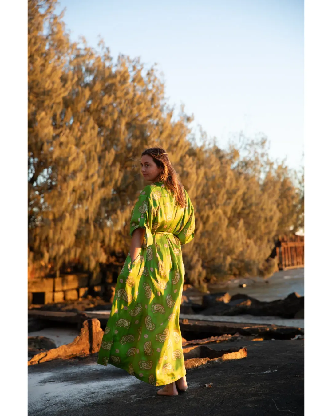 Alemais Dice Silk Shirtdress Green Size AU 16 for rent on The Volte - main image