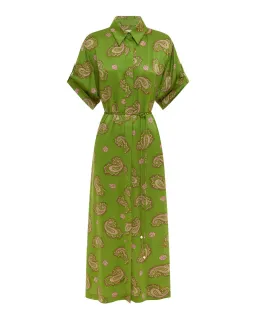 Alemais Dice Silk Shirtdress Green Size AU 16 for rent on The Volte - image 4