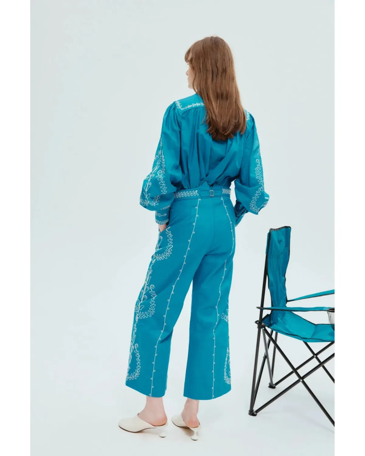 Alemais Donovan Corded Blouse and Pants Blue Size AU 16 - Image 3