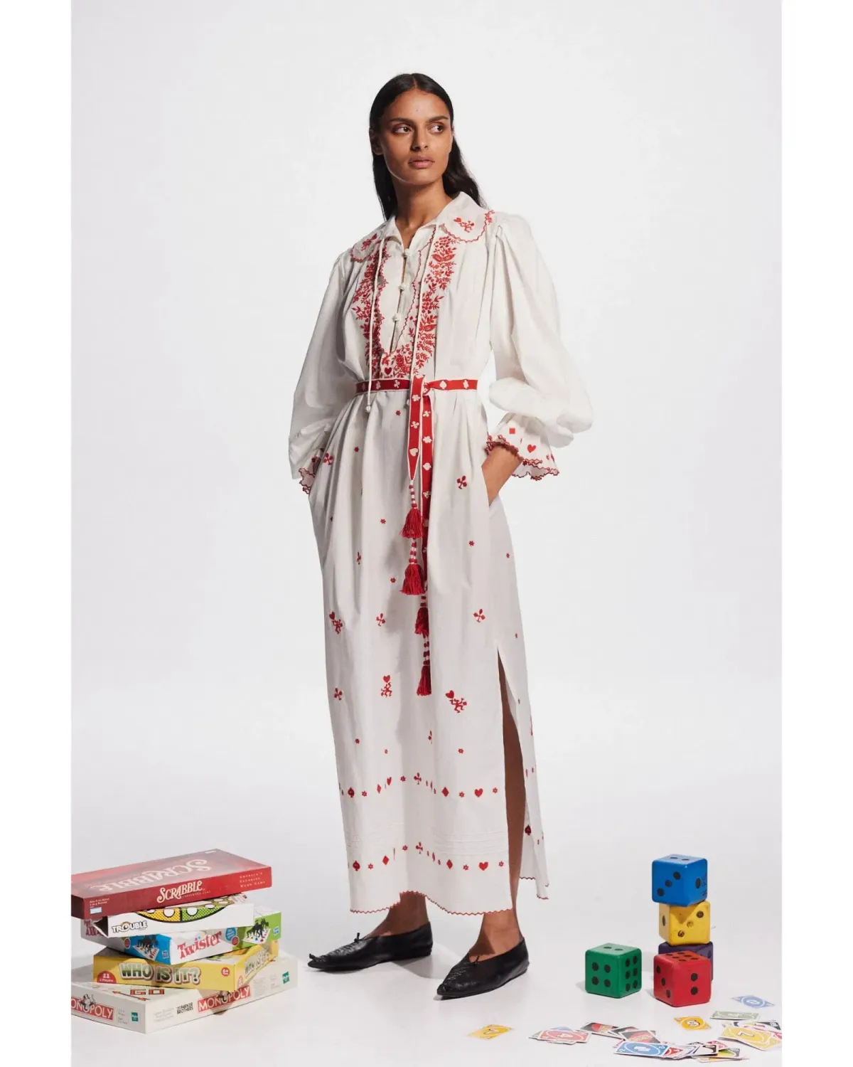 Alemais Hearts Embroidered Midi Dress Print Size AU 16 - Image 1