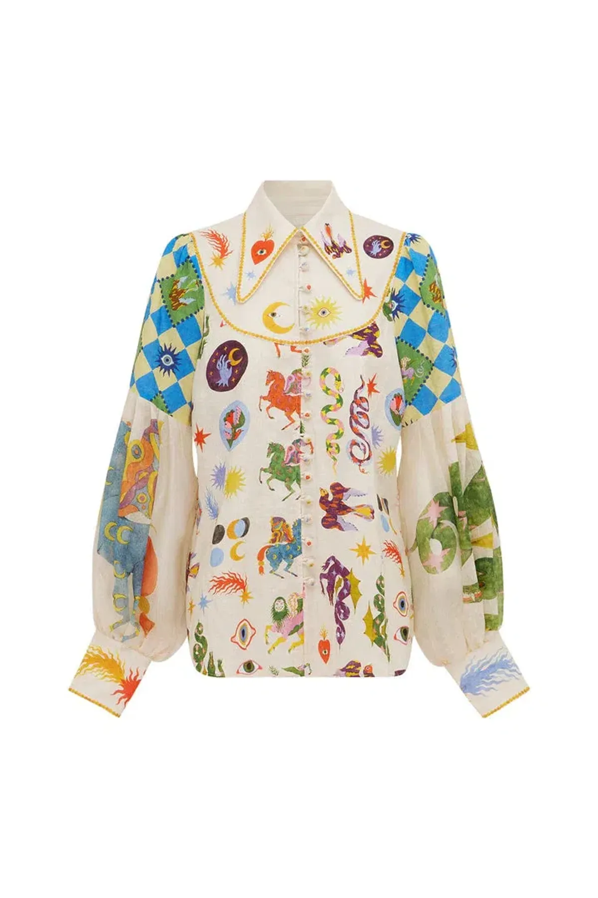 Alemais Lou Balloon Sleeve Shirt Multi Size 14 - Image 4