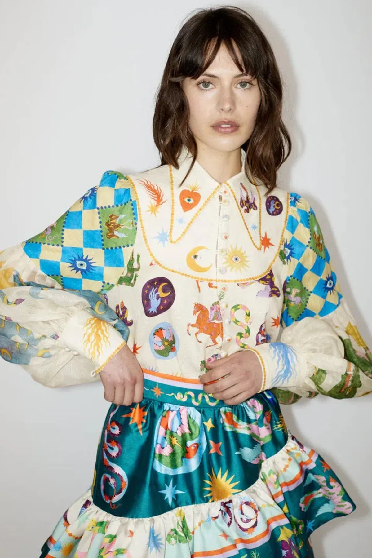 Alemais Lou Balloon Sleeve Shirt Multi Size 14 - Image 2