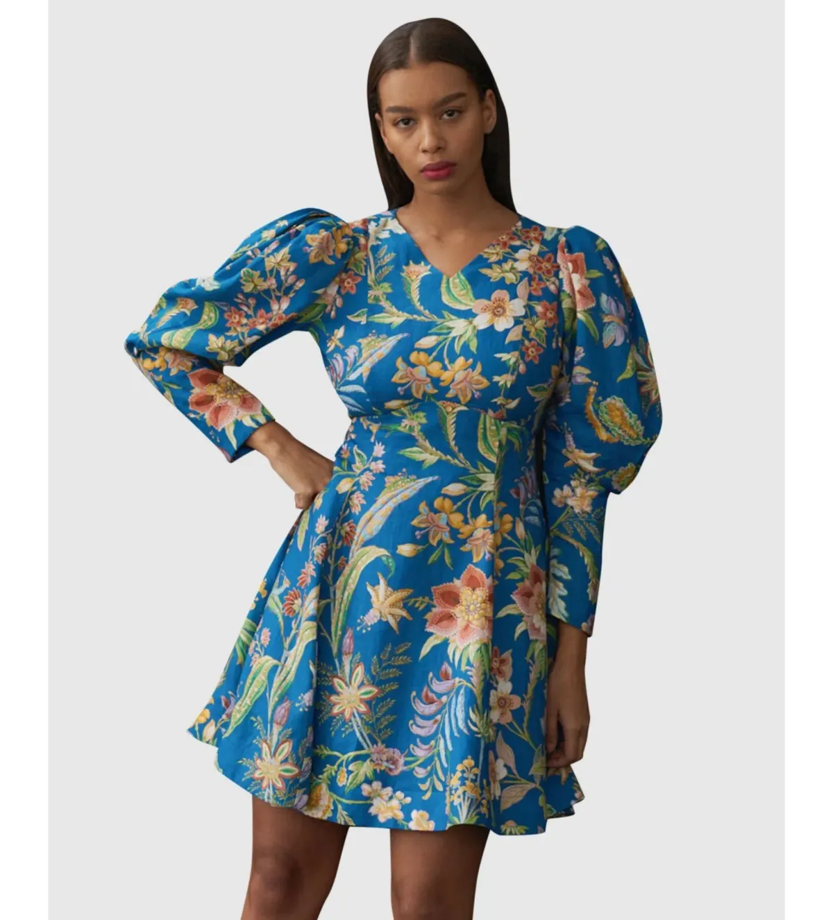 Alemais June Mini Dress Indigo Floral Size AU 16 - Image 2