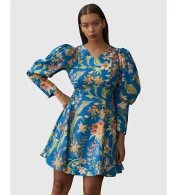 Alemais June Mini Dress Indigo Floral Size AU 16 for rent on The Volte - image 2