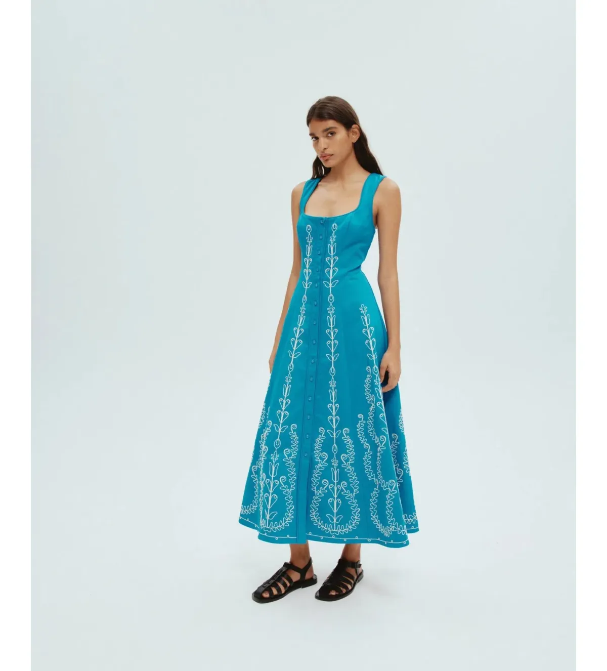 Alemais Donovan Corded Midi Dress Blue Print Size AU 16 - Image 2