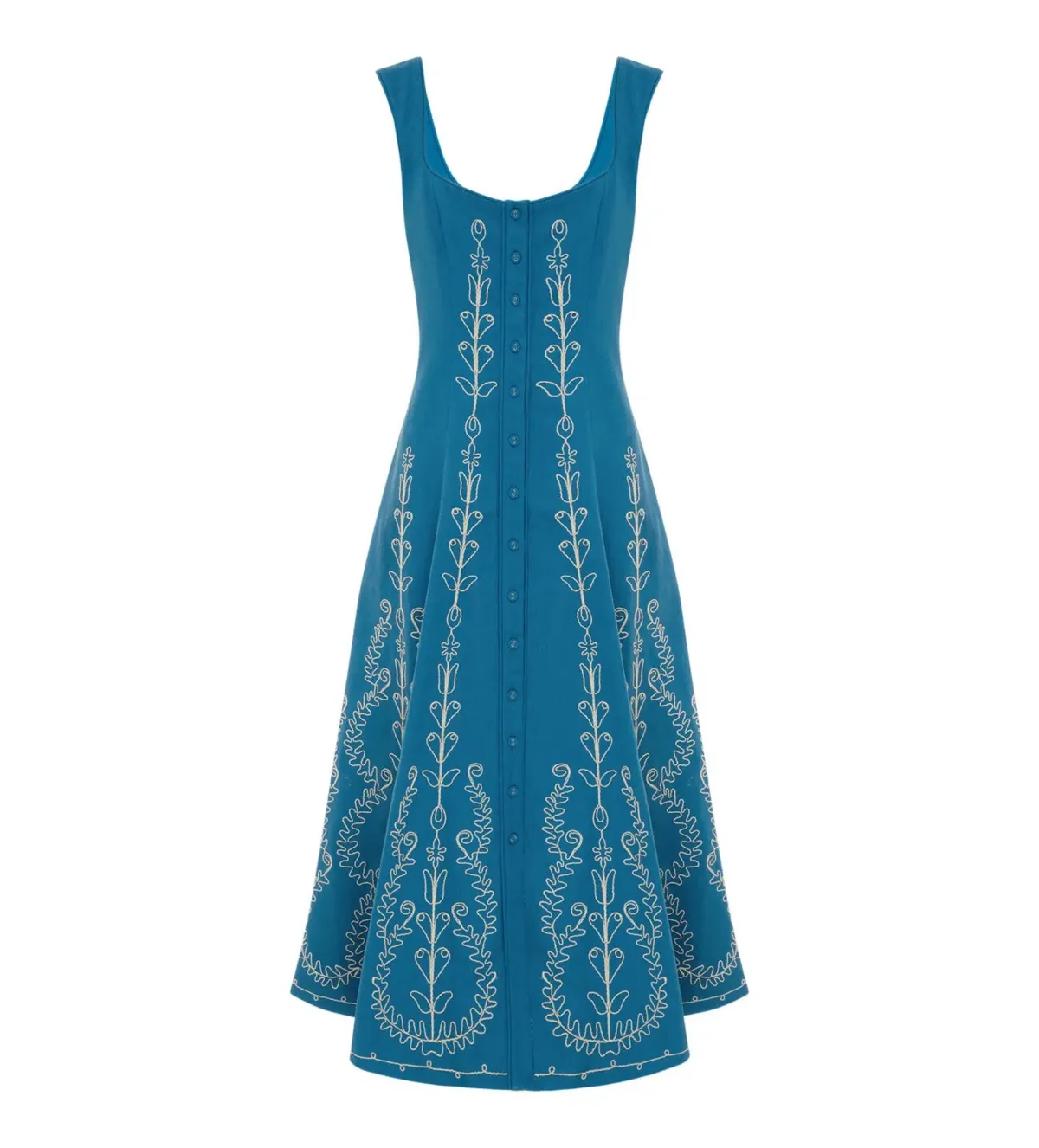 Alemais Donovan Corded Midi Dress Blue Print Size AU 16 - Image 6