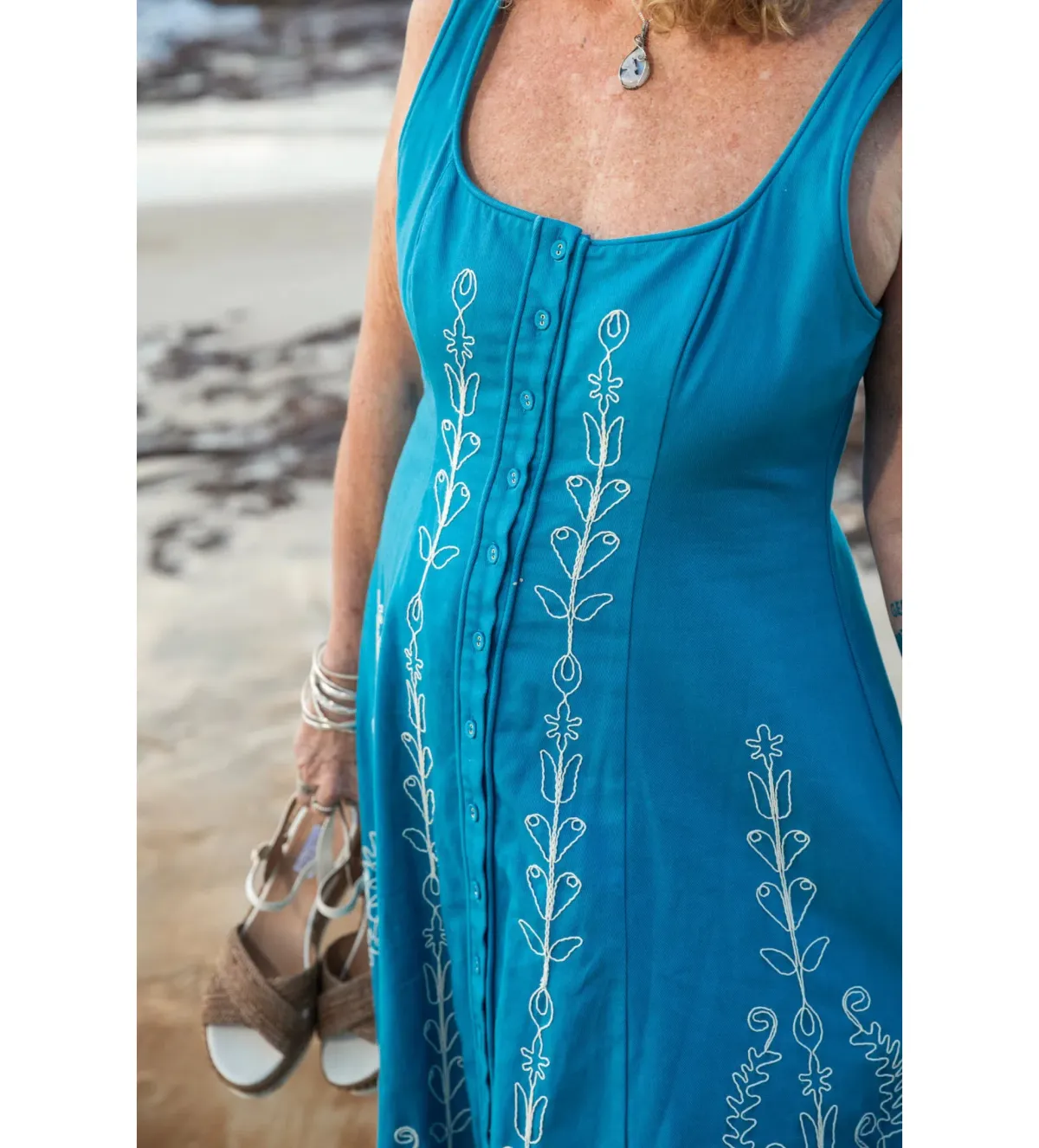 Alemais Donovan Corded Midi Dress Blue Print Size AU 16 - Image 4