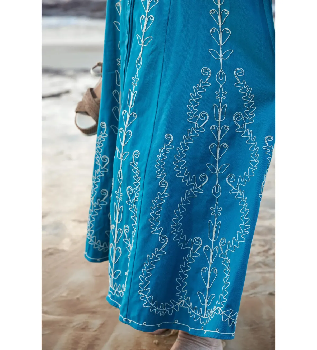 Alemais Donovan Corded Midi Dress Blue Print Size AU 16 - Image 5