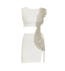 Fickle Hearts Ellie Ecru White Mini Dress With Cutouts & Embellishment Size AU 6 for rent on The Volte - image 7