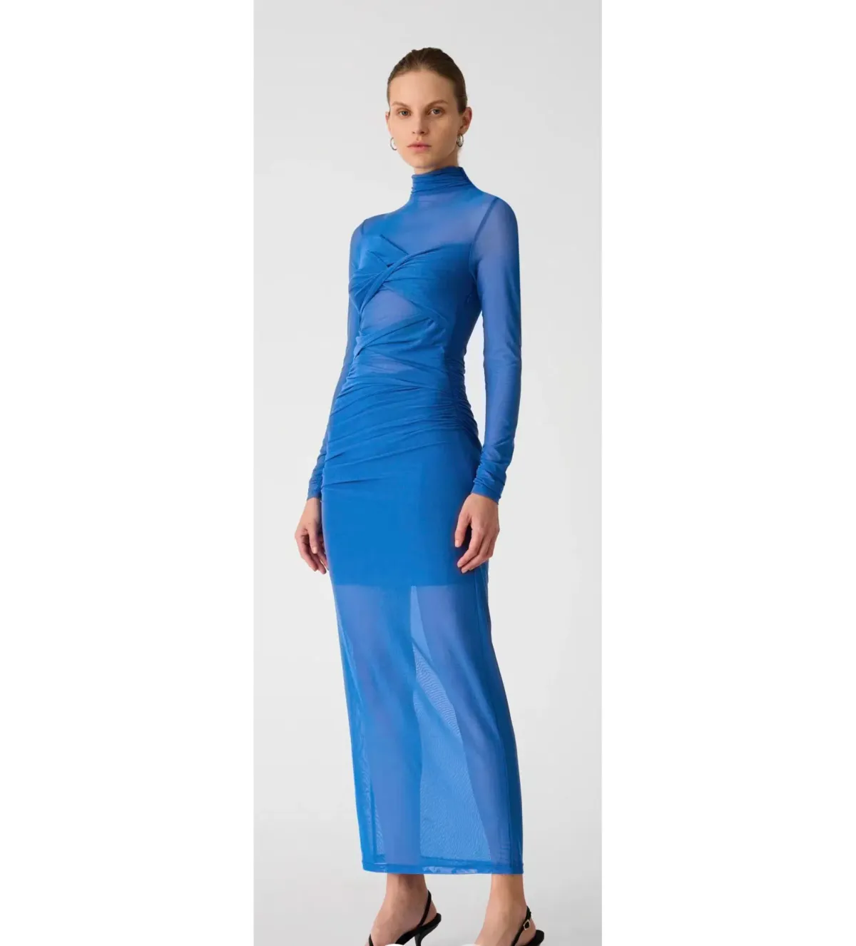 Misha Madigral Mesh Midi Dress Azure Blue Size 10 - Image 2