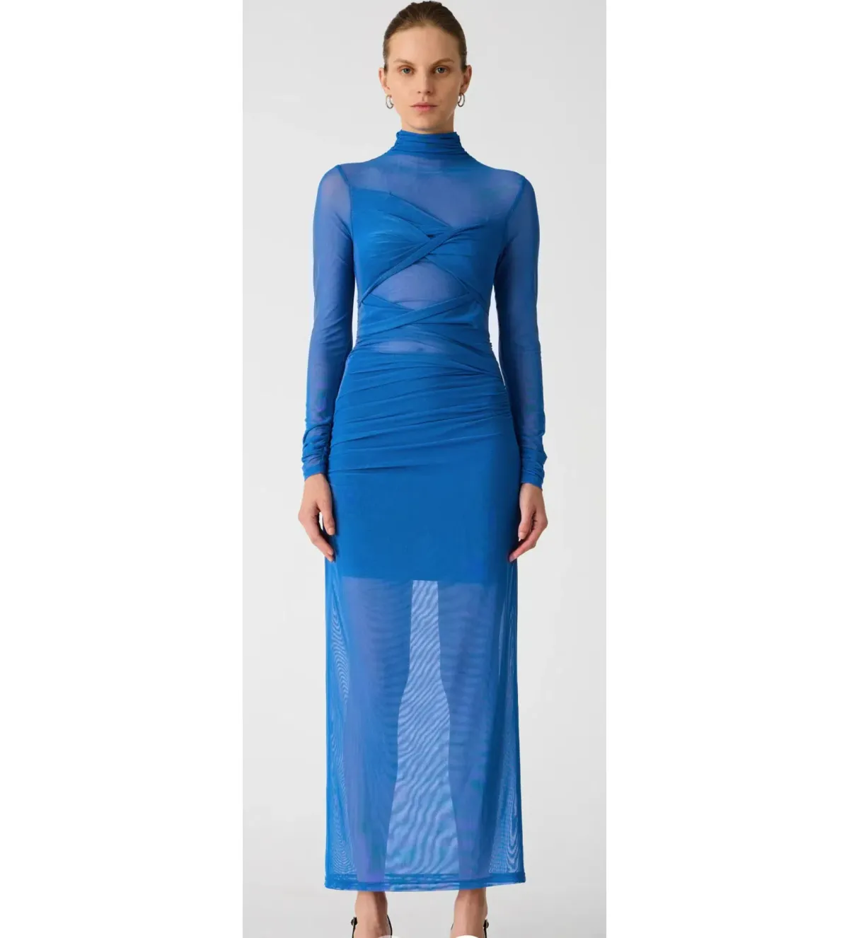 Misha Madigral Mesh Midi Dress Azure Blue Size 10 - Image 1