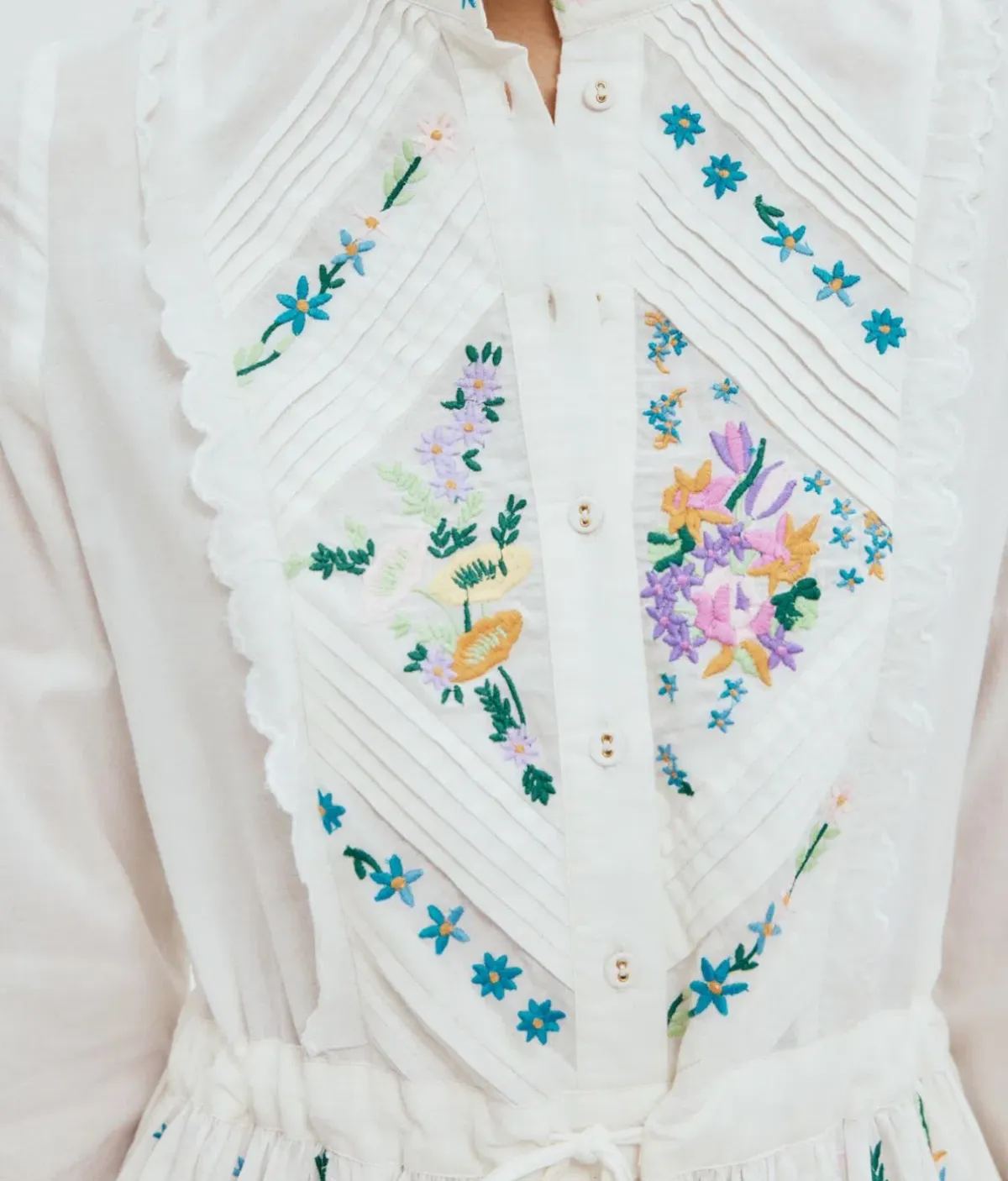 Alemais Willa Embroidered Midi Shirt Dress White Floral Size 16 - Image 7