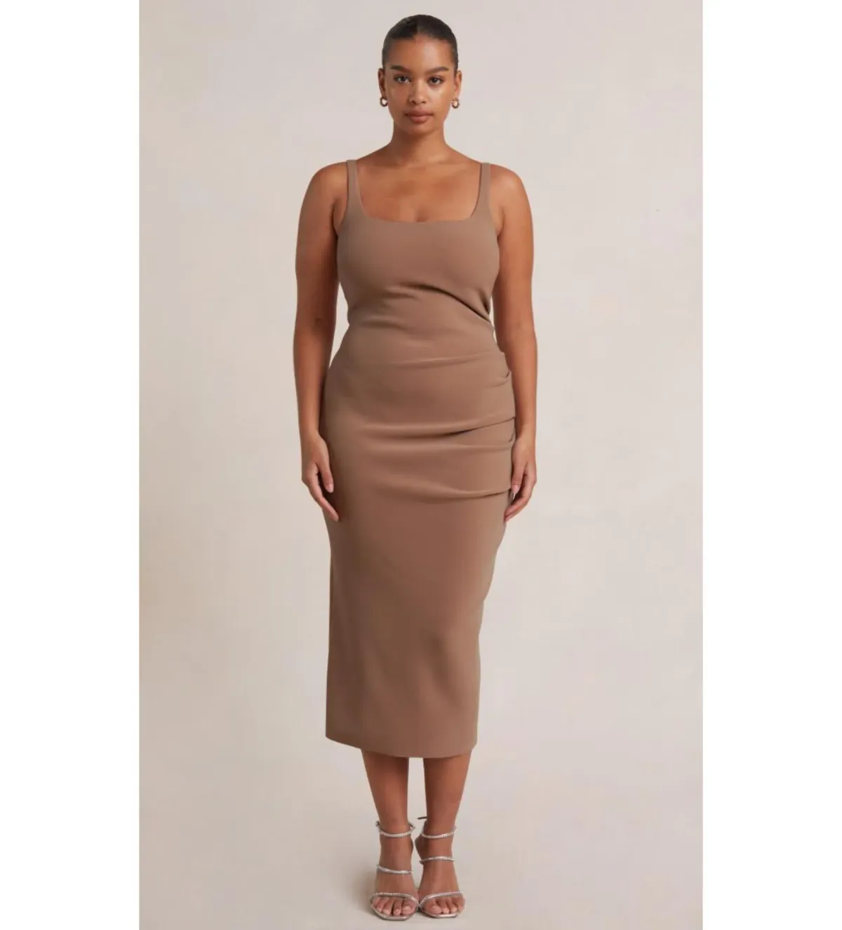 Bec & Bridge Karina Tuck Midi Dress Milk Chocolate Size 10 - Image 1