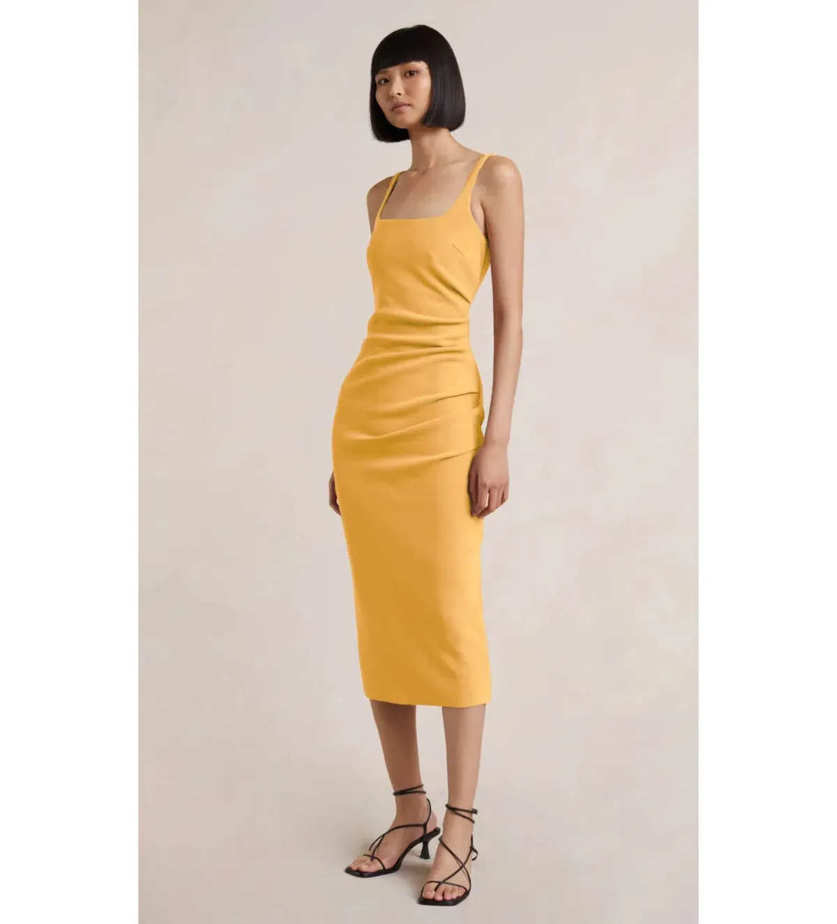 Bec & Bridge Karina Tuck Midi Dress Mango Size 10 - Image 4