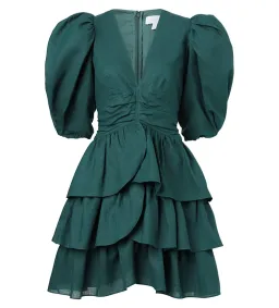 Witchery Ruffle Skirt Mini Dress Dark Emerald Green Size 10 for rent on The Volte - image 3