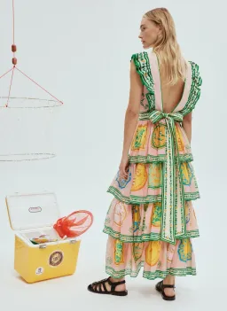 Alemais Porcelain Frill Midi Dress Multi Print Size 16 for rent on The Volte - image 2