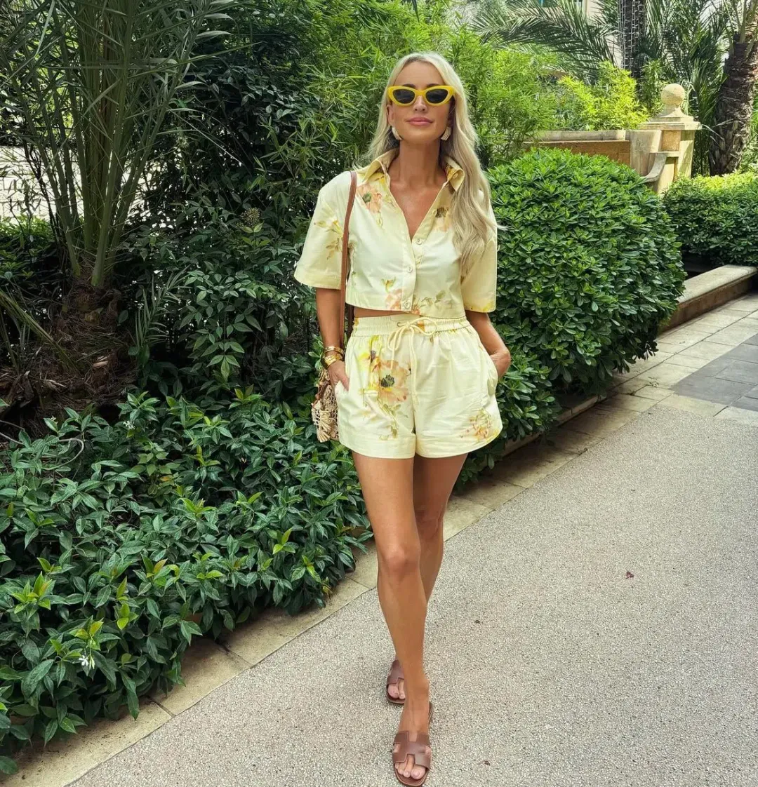 Zimmermann Lightburst relaxed crop shirt and shorts s8 for rent on The Volte - main image