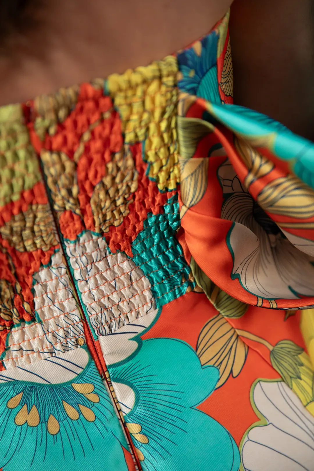 Alemais Piato Sculpt Mini Dress Marigold Multi Floral Size 14 for rent on The Volte - main image